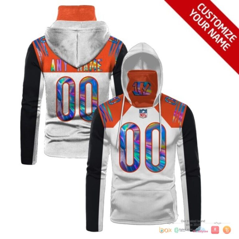 Nfl Cincinnati Bengals White Black Hologram Custom Mask Hoodie Unique Game Day Fan Apparel
