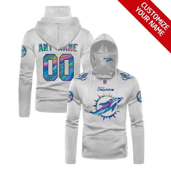 Nfl Miami Dolphins White Hologram Color Mask Hoodie Unique Game Day Fan Apparel