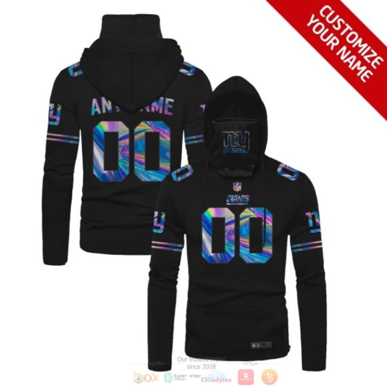New York Giants Black Hologram Nfl Custom Mask Hoodie Unique Game Day Fan Apparel