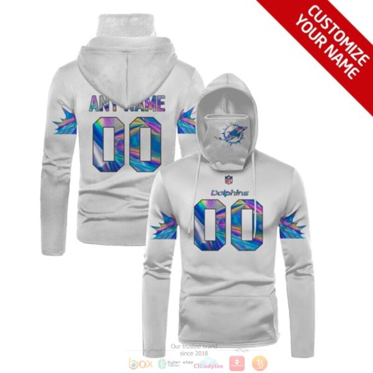 Nfl Miami Dolphins White Custom Mask Hoodie Unique Game Day Fan Football Apparel