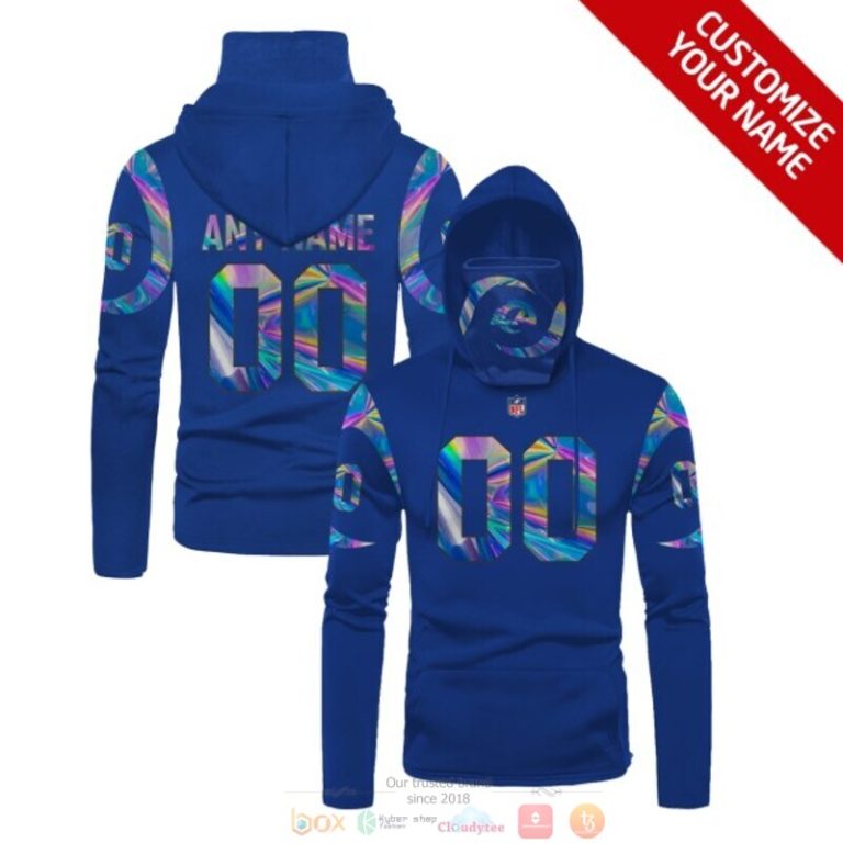 Los Angeles Rams Nfl Blue Hologram Custom Mask Hoodie Unique Game Day Fan Football Apparel