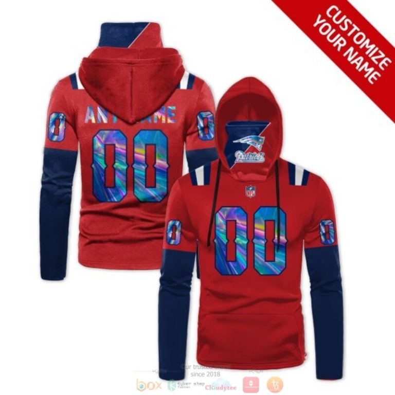 Personalized Nfl New England Patriots Red Blue Custom 3D Hoodie Maskmask Hoodie Unique Game Day Fan Apparel