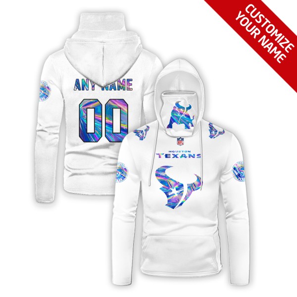 Personalized Nfl Houston Texans White Hologram Color 3D Hoodie Maskmask Hoodie Unique Game Day Fan Apparel