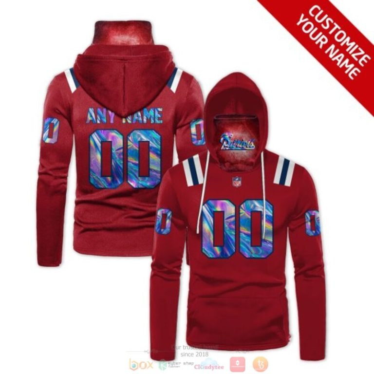 Personalized Nfl New England Patriots Red Hologram Custom 3D Hoodie Mask