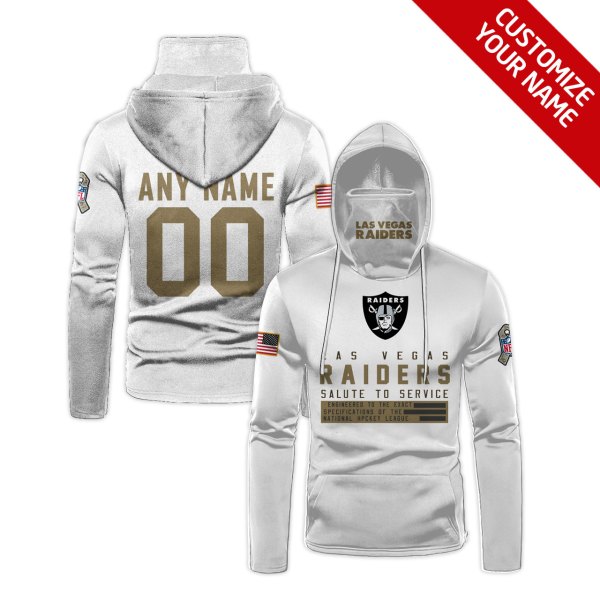 Personalized Nfl Las Vegas Raiders White 3D Hoodie Maskmask Hoodie Unique Game Day Fan Apparel