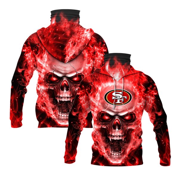 Nfl San Francisco 49Ers Red Flameskull 3D Hoodie Maskmask Hoodie Unique Game Day Fan Apparel