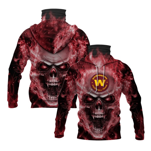 Nfl Washington Football Team Flameskull 3D Hoodie Maskmask Hoodie Unique Game Day Fan Apparel