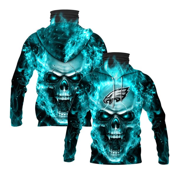 Nfl Philadelphia Eagles Flameskull 3D Hoodie Maskmask Hoodie Unique Game Day Fan Apparel