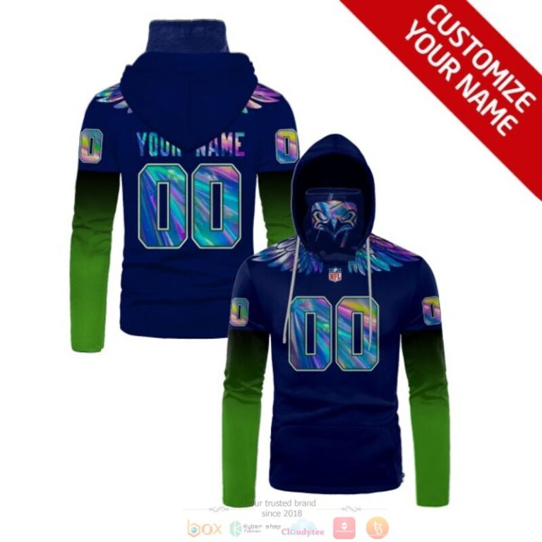 Personalized Nfl Seattle Seahawks Blue Green Custom 3D Hoodie Maskmask Hoodie Unique Game Day Fan Apparel