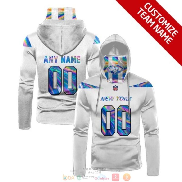 Personalized Nfl New York Jets White Custom 3D Hoodie Maskmask Hoodie Unique Game Day Fan Apparel