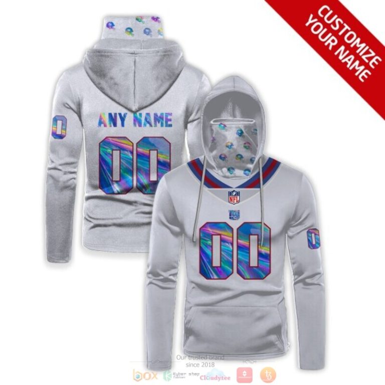 Personalized Nfl New York Giants White Hologram Custom 3D Hoodie Maskmask Hoodie Unique Game Day Fan Apparel