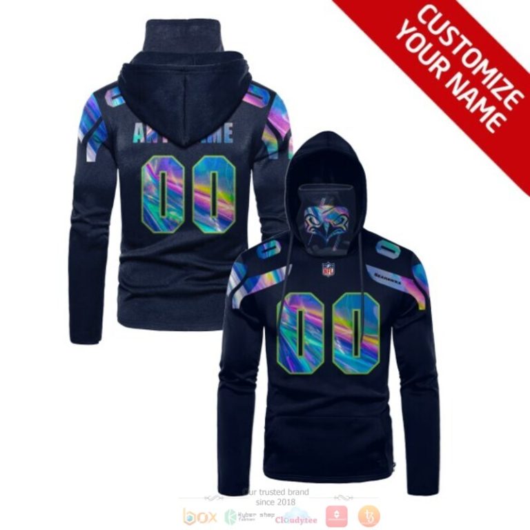 Personalized Nfl Seattle Seahawks Dark Blue Custom 3D Hoodie Maskmask Hoodie Unique Game Day Fan Apparel