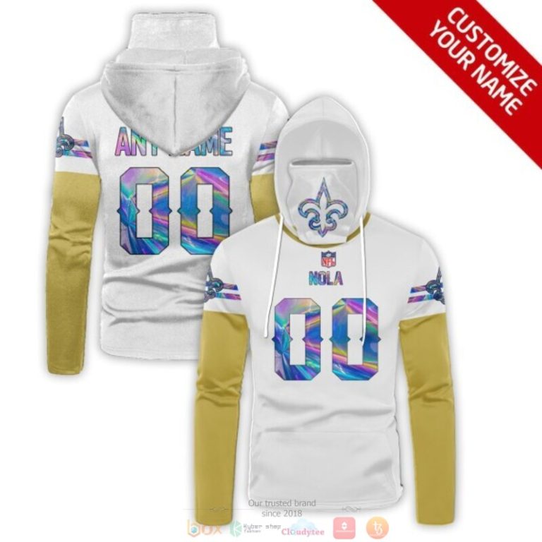 Personalized Nfl New Orleans Saints Nola White Custom 3D Hoodie Maskmask Hoodie Unique Game Day Fan Apparel