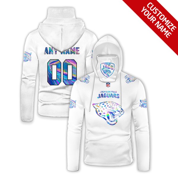 Personalized Nfl Jacksonville Jaguars White Hologram Color 3D Hoodie Mask