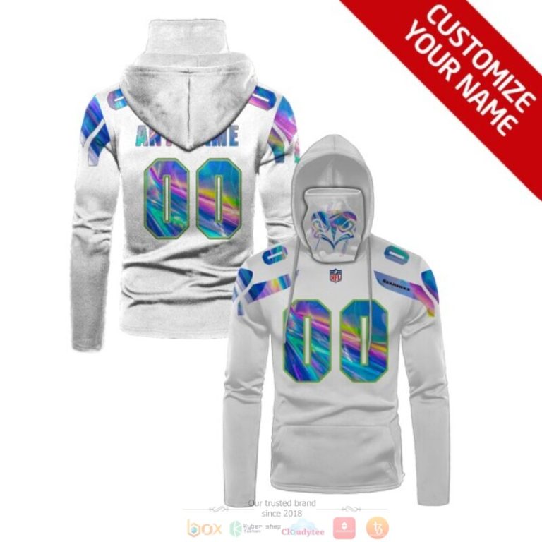 Personalized Nfl Seattle Seahawks White Custom 3D Hoodie Maskmask Hoodie Unique Game Day Fan Apparel
