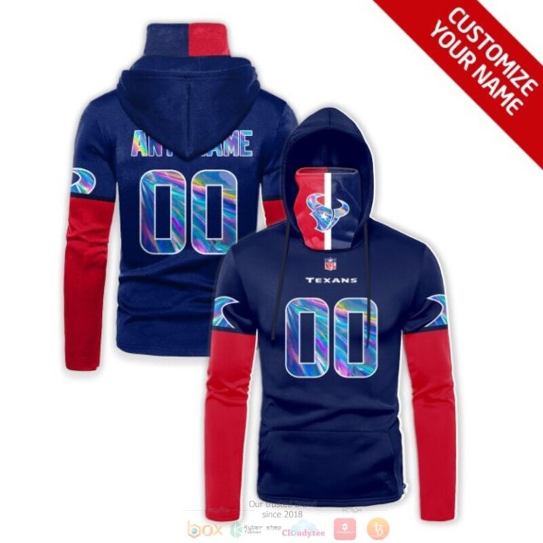 Personalized Nfl Houston Texans Blue Red Custom 3D Hoodie Maskmask Hoodie Unique Game Day Fan Apparel
