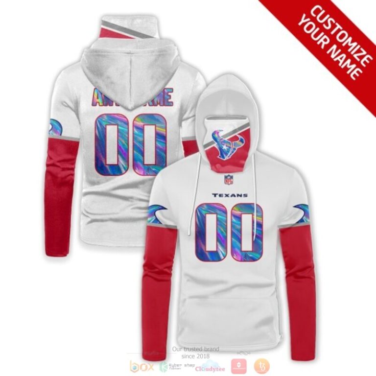 Personalized Nfl Houston Texans White Red Custom 3D Hoodie Maskmask Hoodie Unique Game Day Fan Apparel