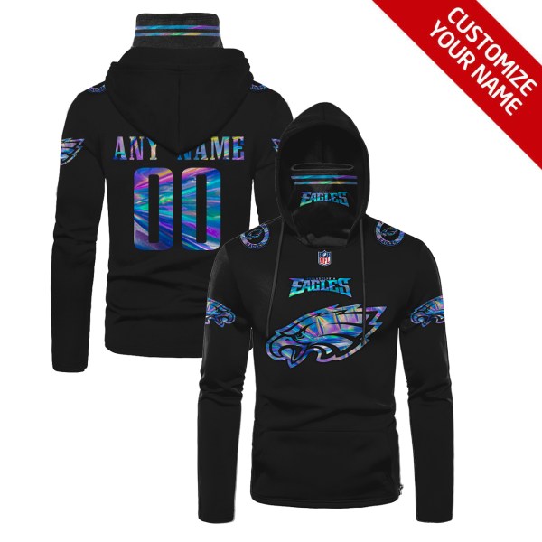 Personalized Nfl Philadelphia Eagles Black Hologram Color 3D Hoodie Mask