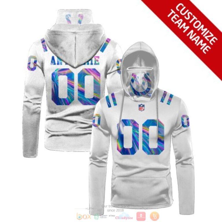Personalized Nfl Indianapolis Colts White Custom 3D Hoodie Maskmask Hoodie Unique Game Day Fan Apparel