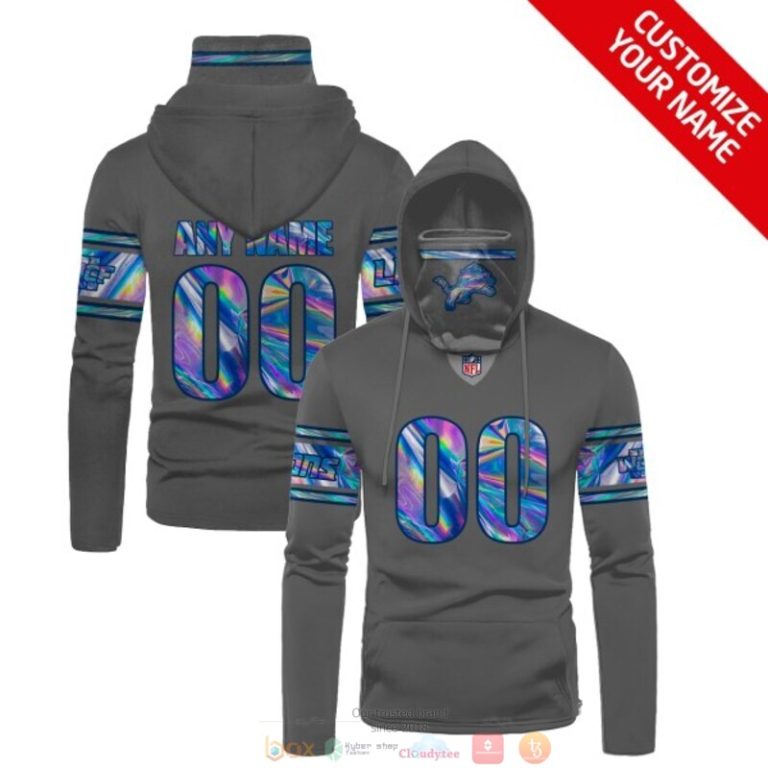 Personalized Nfl Detroit Lions Grey Custom 3D Hoodie Maskmask Hoodie Unique Game Day Fan Apparel