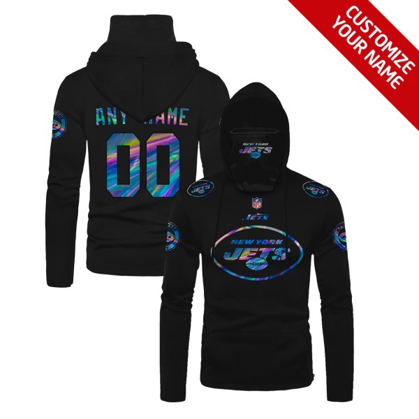 Personalized Nfl New York Jets Black Hologram Color 3D Hoodie Maskmask Hoodie Unique Game Day Fan Apparel