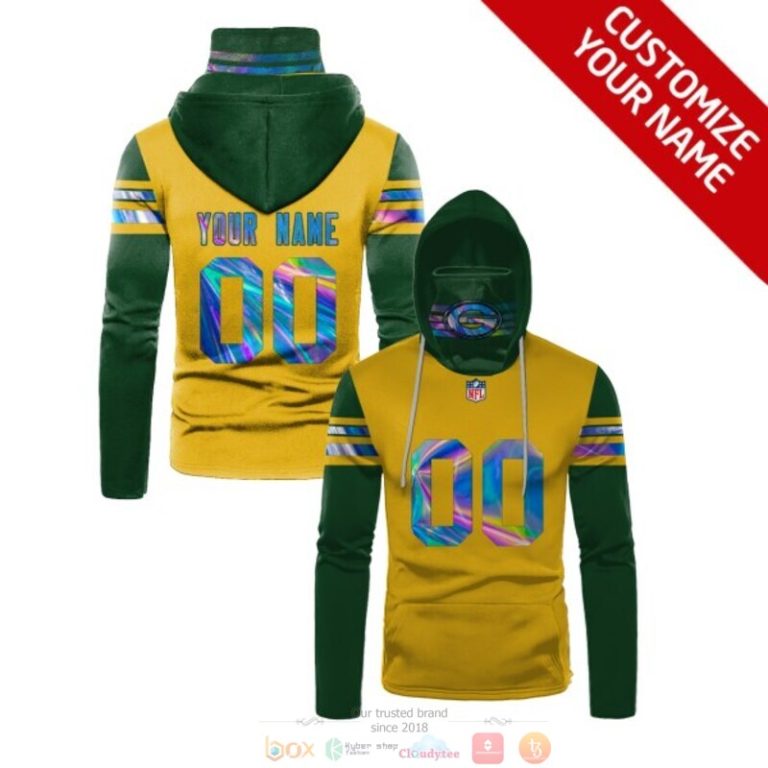 Personalized Nfl Green Bay Packers Yellow Green Custom 3D Hoodie Maskmask Hoodie Unique Game Day Fan Apparel