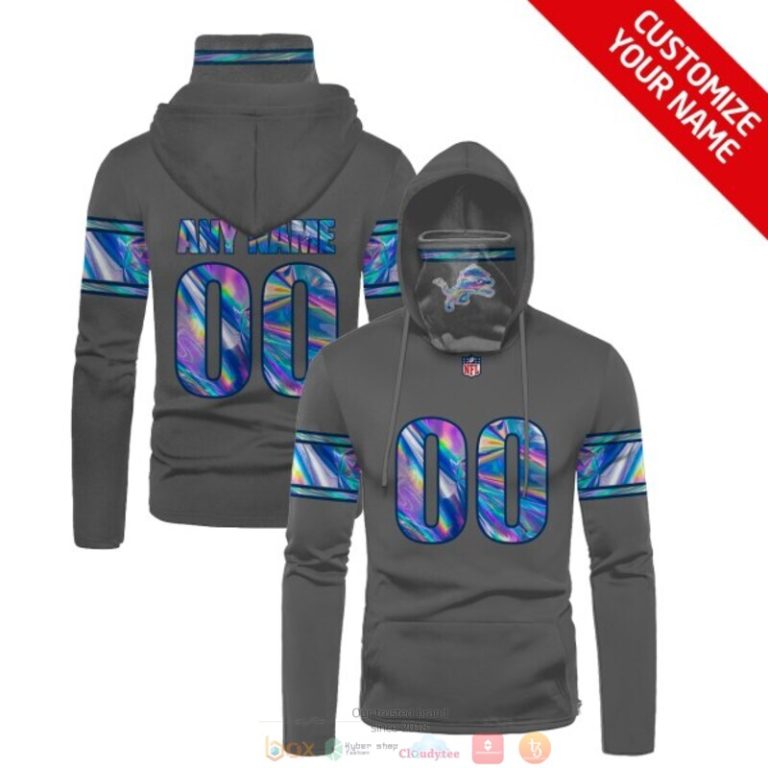 Personalized Nfl Detroit Lions Grey Hologram Custom 3D Hoodie Maskmask Hoodie Unique Game Day Fan Apparel