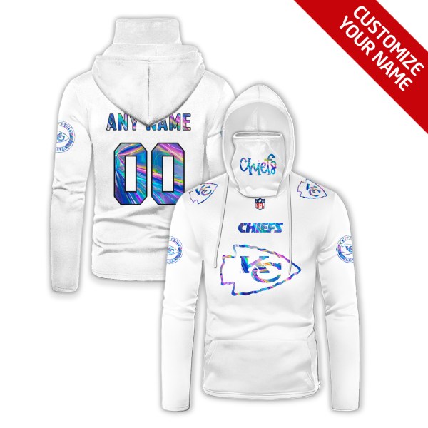 Personalized Nfl Kansas City Chiefs White Hologram Color 3D Hoodie Mask