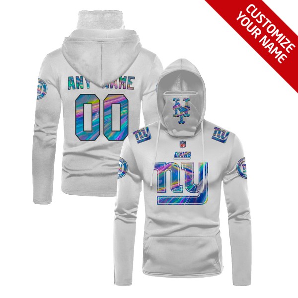 Personalized Nfl New York Giants White Hologram Color 3D Hoodie Maskmask Hoodie Unique Game Day Fan Apparel