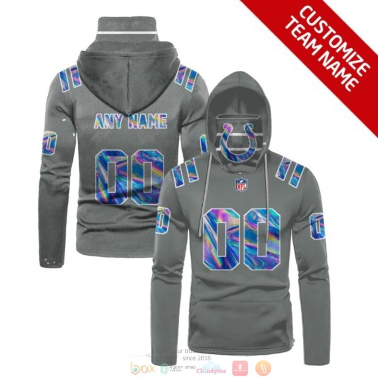 Personalized Nfl Indianapolis Colts Grey Custom 3D Hoodie Maskmask Hoodie Unique Game Day Fan Apparel