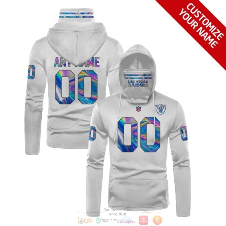Personalized Nfl Las Vegas Raiders White Custom 3D Hoodie Maskmask Hoodie Unique Game Day Fan Apparel