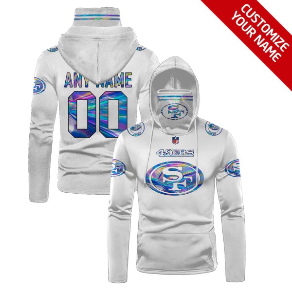 Personalized Nfl San Francisco 49Ers White Hologram Color 3D Hoodie Mask