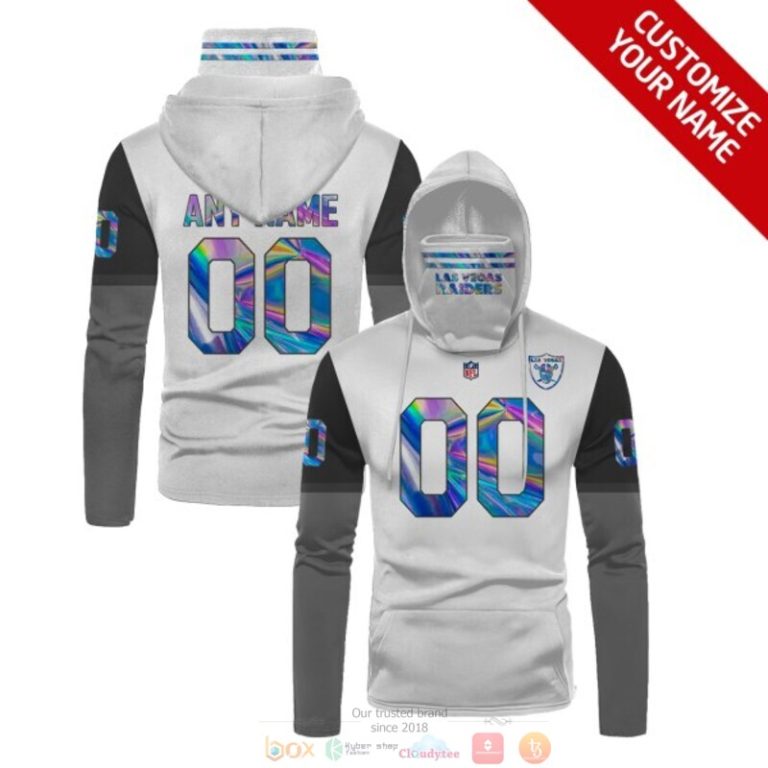 Personalized Nfl Las Vegas Raiders White Black Custom 3D Hoodie Maskmask Hoodie Unique Game Day Fan Apparel