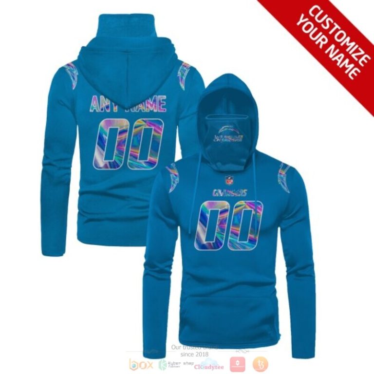 Personalized Nfl Los Angeles Chargers Powder Blue Custom 3D Hoodie Mask