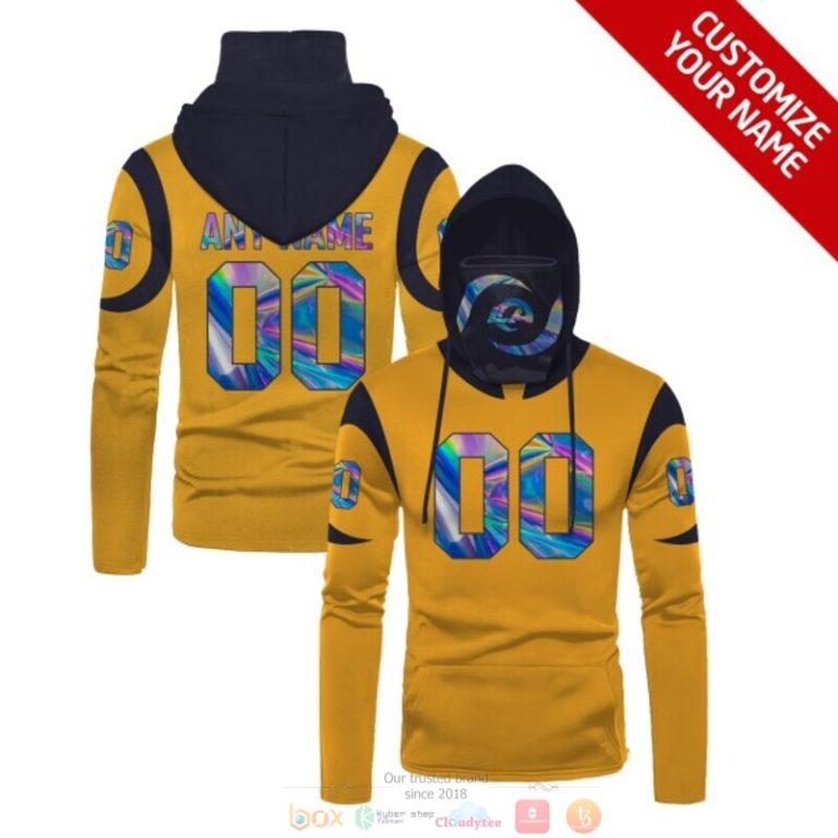 Personalized Nfl Los Angeles Rams Yellow Custom 3D Hoodie Maskmask Hoodie Unique Game Day Fan Apparel