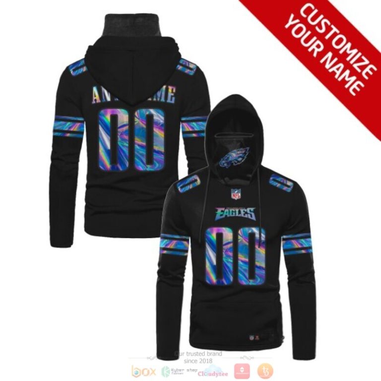 Personalized Philadelphia Eagles Black Hologram Nfl Custom 3D Hoodie Mask