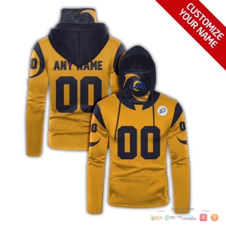 Los Angeles Rams Yellow Navy 3D Hoodie Maskmask Hoodie Unique Game Day Fan Apparel
