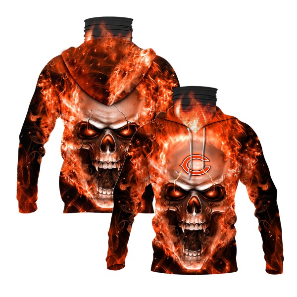 Nfl Chicago Bears Flameskull 3D Hoodie Maskmask Hoodie Unique Game Day Fan Apparel