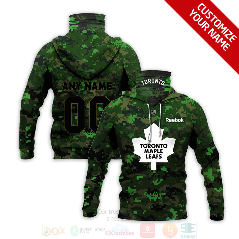 Nhl Toronto Maple Leafs Personalized Green Camo All Printed Hoodie Mask