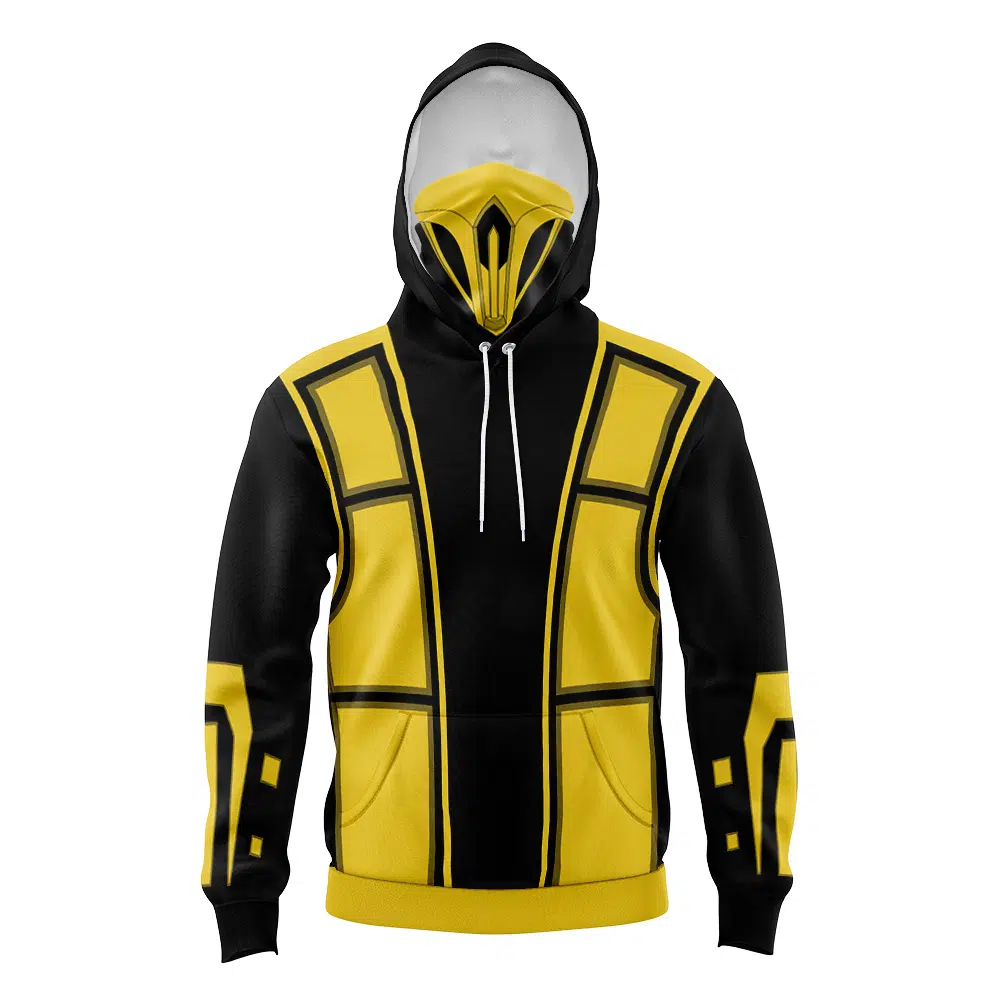 Scorpion Mortal Kombat 3D Mask Hoodie For Men Women And Kids