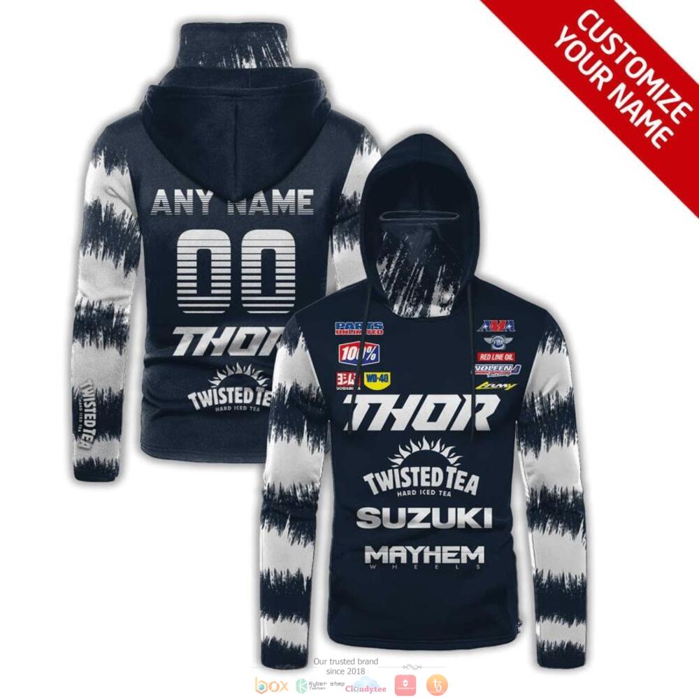 Personalized Thor Twisted Tea Suzuki Mayhem Blue Custom 3D Hoodie Mask
