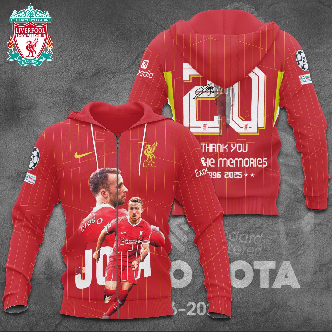 Liverpool Fc X Diogo Jota Rest In Peace Performance 3D Hoodie Red