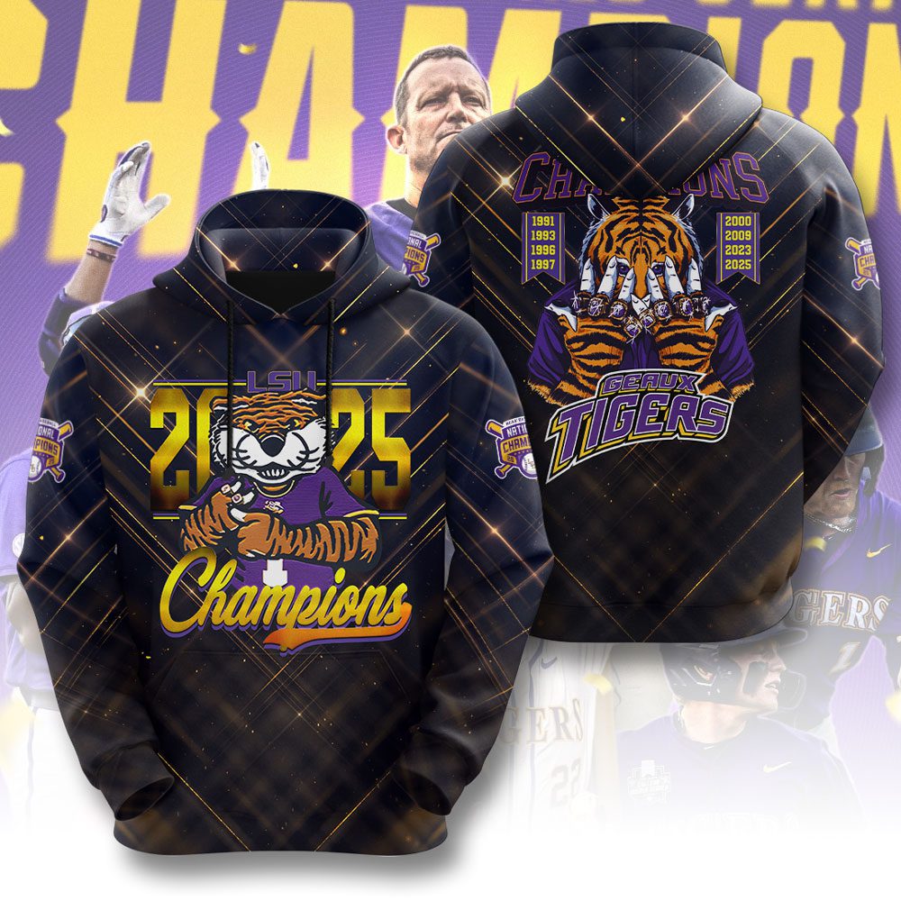 Lsu Tigers National Champs 1991-2025 3D Hoodie