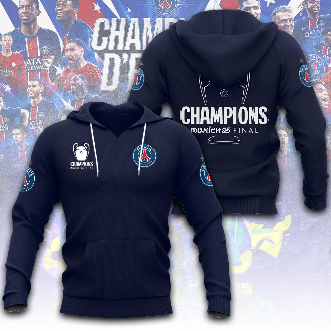 2025 F.C. Paris Saint-Germain Champions Europe Soocer Hoodie