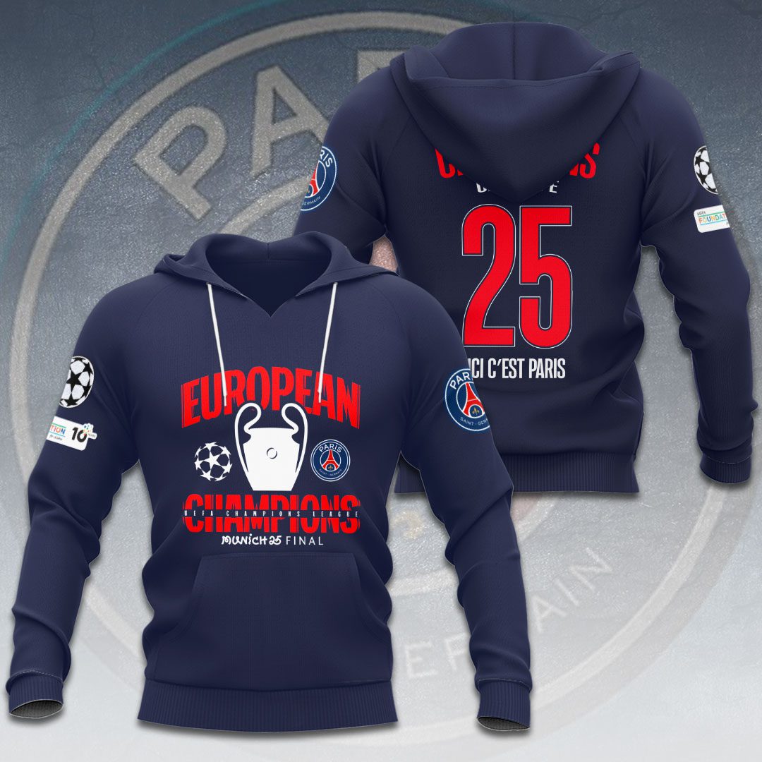2025 Paris Saint-Germain Fc Champions Europe Performance Hoodie