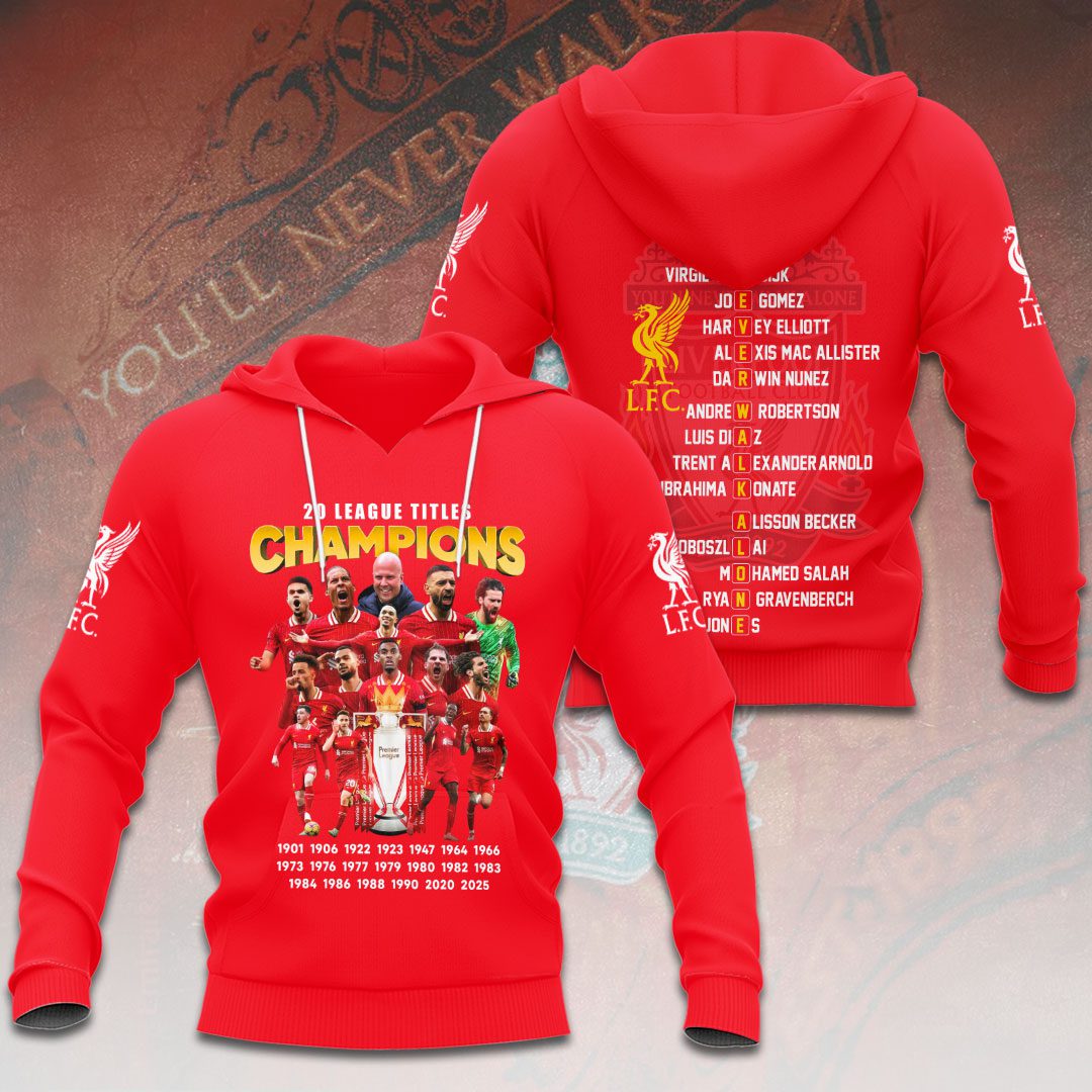 Liverpool Fc Champions 2025 Premier League Performance Hoodie
