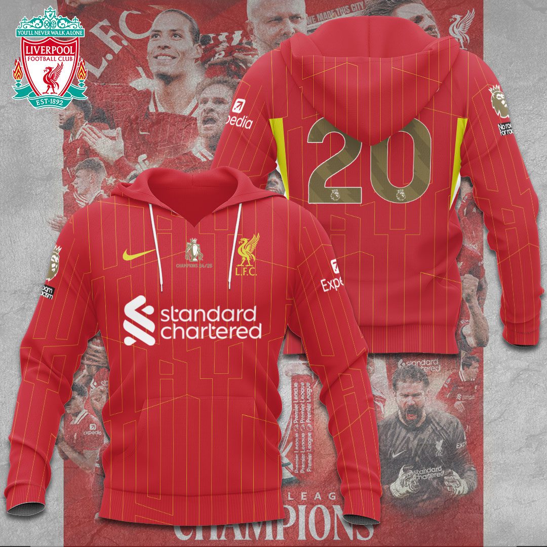Liverpool Fc Champion 2025 Premier League Performance Iconic Hoodie
