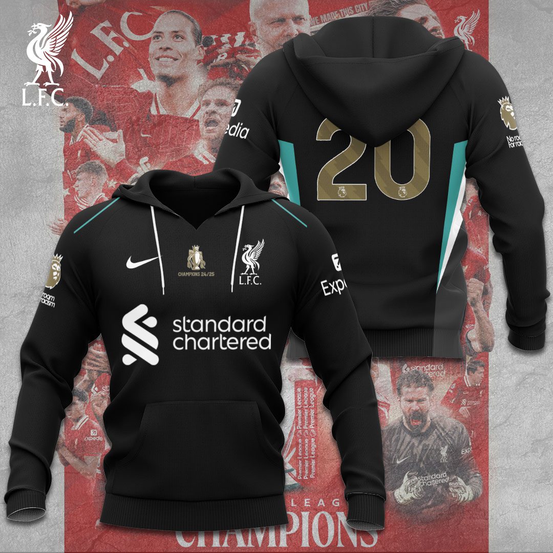 Liverpool Fc Champion 2025 Premier League Performanceblack Hoodie