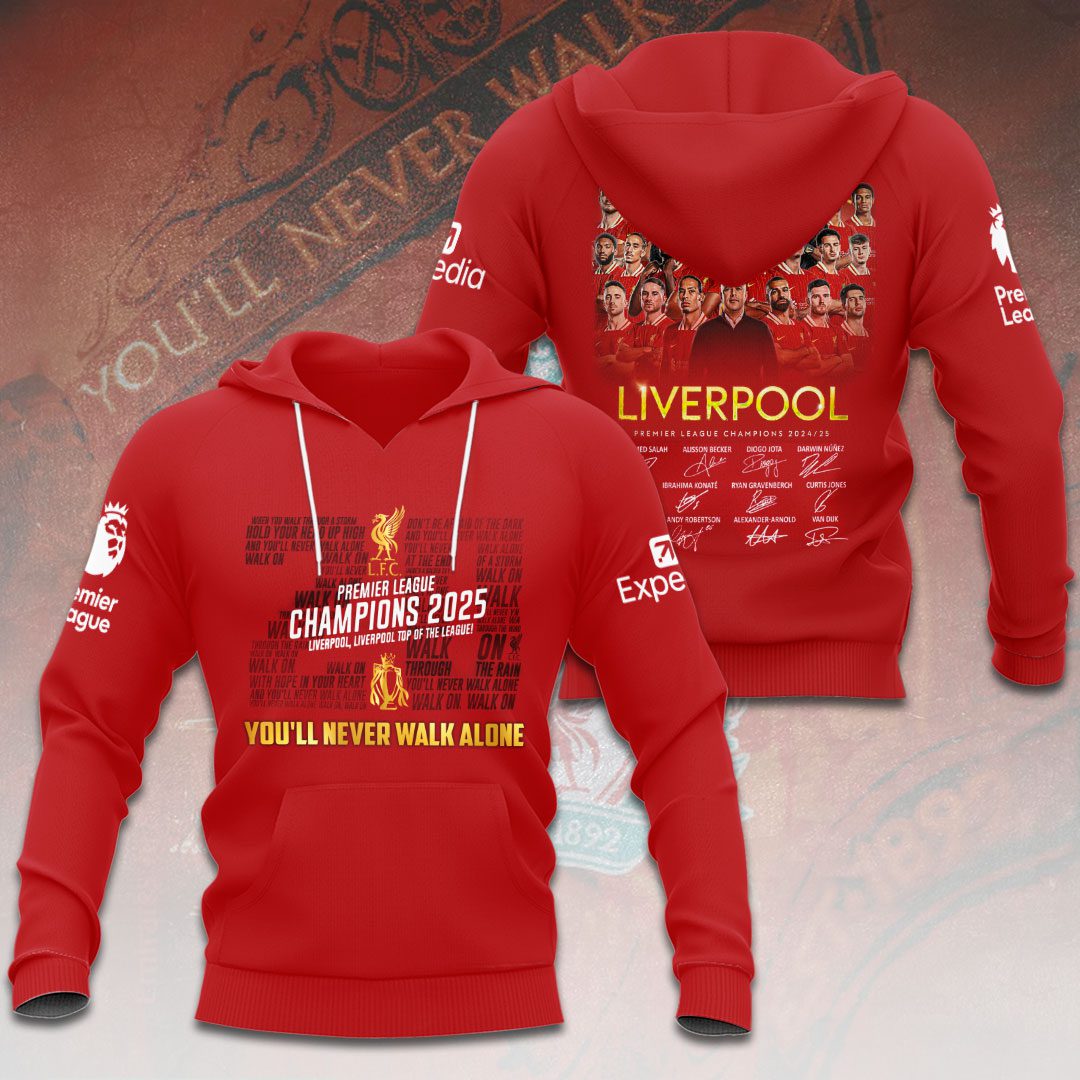 Liverpool Fc Champion 2025 Premier League Performance Hoodie Pull Over
