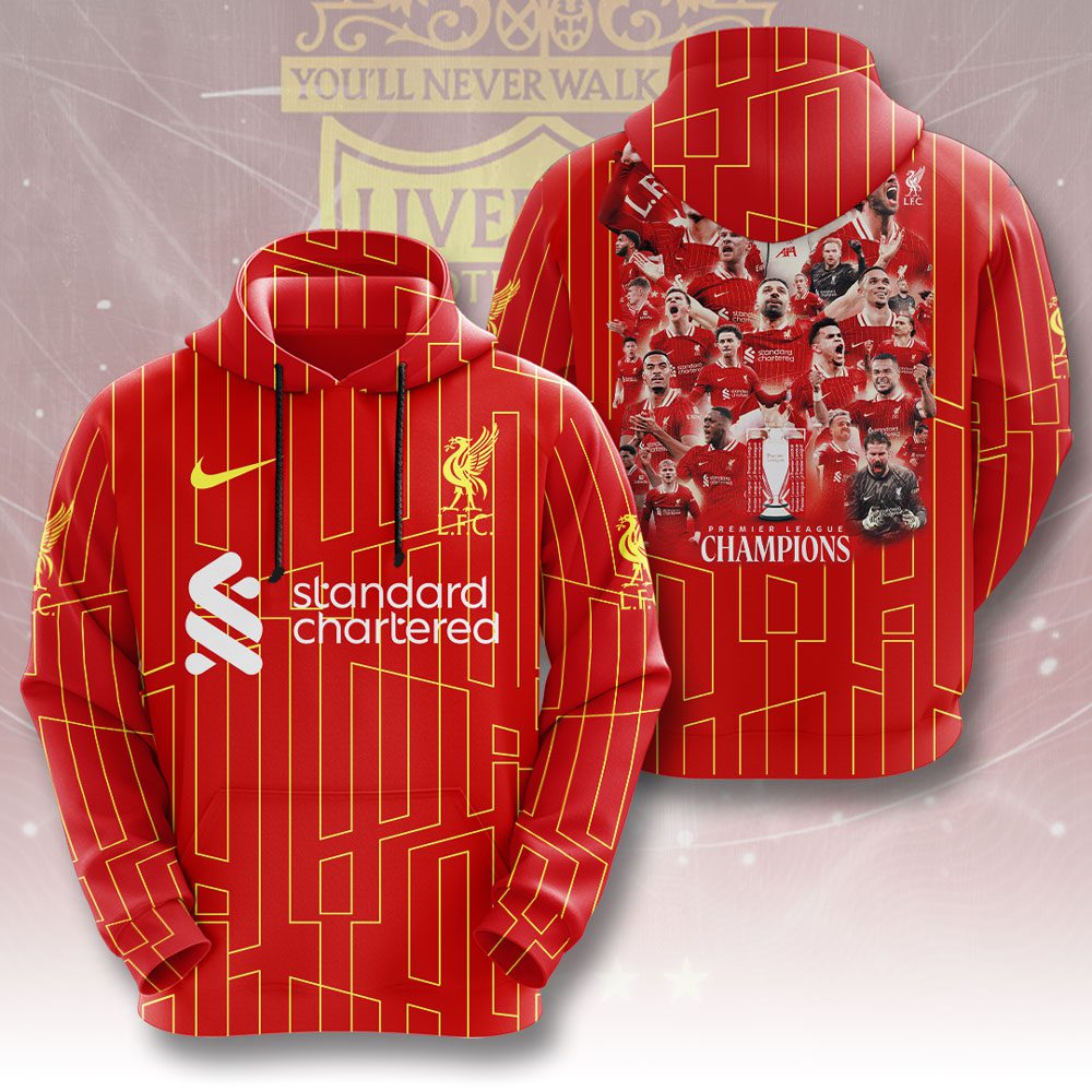 Liverpool Fc Champion 2025 Premier League Performance 3D Hoodie New